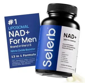 Selerb NAD+ Supplement for Men – With Liposomal-NAD+,CoQ10, L-Carnitine, L-Arginine, Maca & Ashwagandha – Energy, Circulation & Prostate Support – 60 Capsules