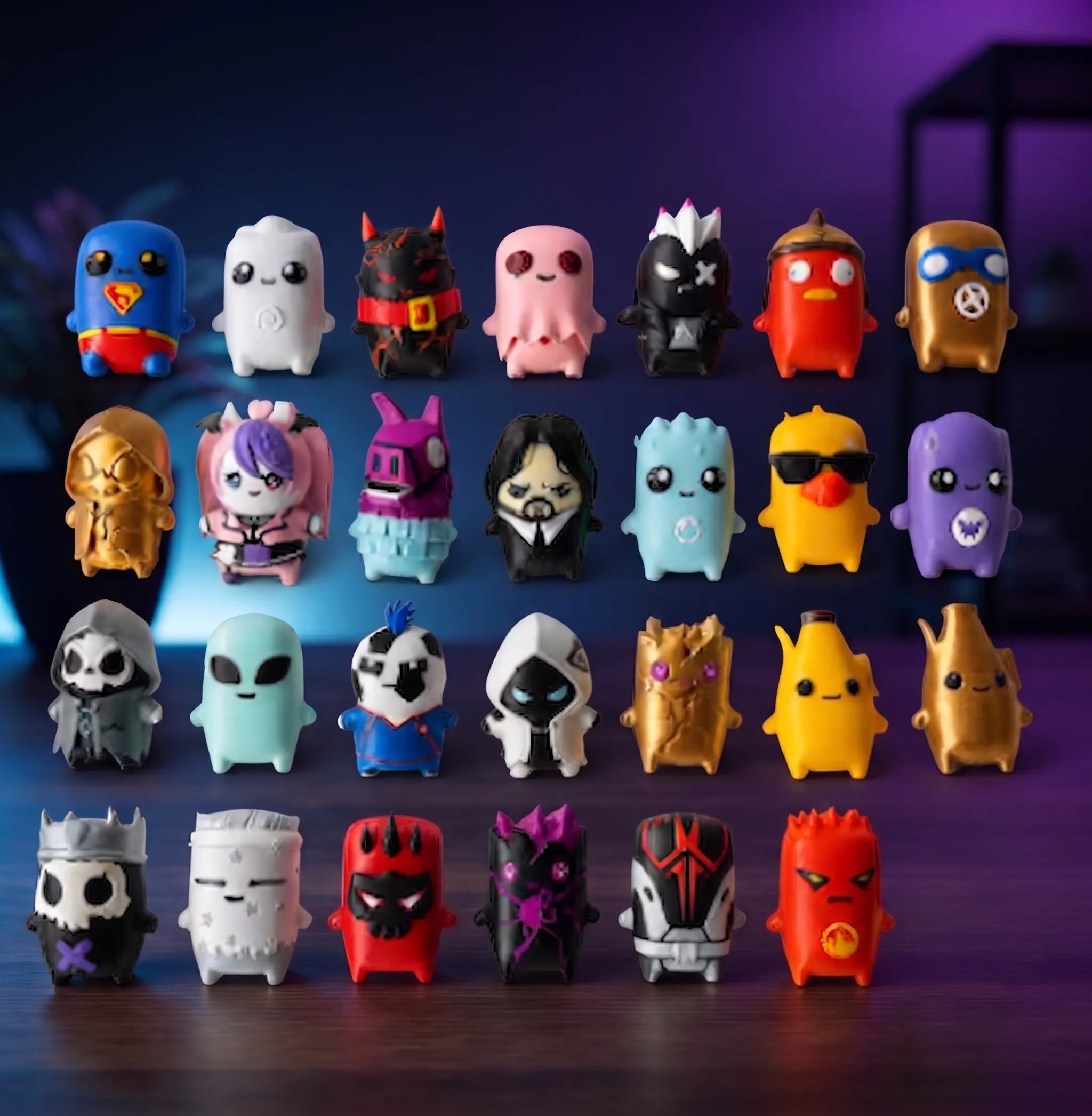 Zero Point, Grim, Aura, Boss, Demon, Fishy, Hedgehog, fox, crown, killswitch, bush, honey, banana, dash  Sprite Collectible Figurine | 3D Printed