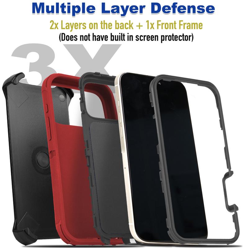 Heavy Duty Shockproof Holster Case for Apple iPhone 17 Air 16 15 Plus 14 13 12 Mini 11 Pro Max Cover with Belt Clip