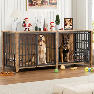 Heavy Duty Dog Crate Furniture for 1 or 2 Dogs, Dog Cage for Small or Medium Dogs, Dog Kennel Used As TV Stand Furniture Long