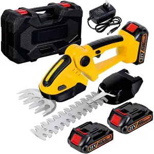Hedge Trimmer Cordless with  and Charger 21V Electric Brush Grass Shrub Trimmer 2 in 1 Handheld Mini Grass Shears Grass    Hedge Trimmer Yellow