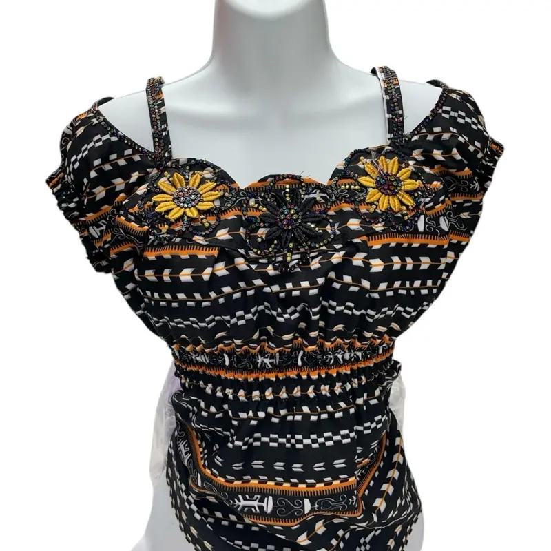 Bohemian Blouse for Women, Chic Loose-Fitting Lightweight Summer Top with Sublimated Print, Stretchable Fabric for Suit Matching