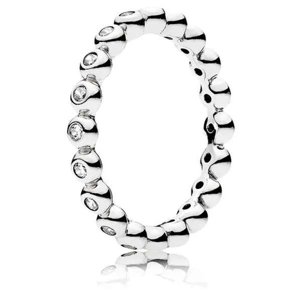 PANDORA For Eternity Classic Sterling Silver Ring, Hand-Finished Eternity Band with Traditional Bezel-Set Stones for Women, 191032CZ, Traditional Bezel Settings, Us, Dazzling Stones, Eternal Bond