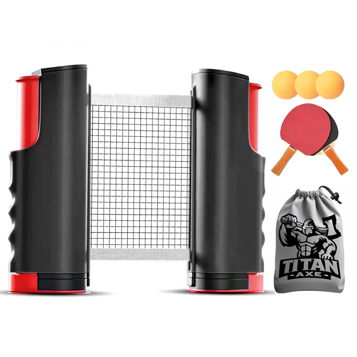 Portable Ping Pong Training Sport Game Set with Retractable Net, Includes Two Rackets and Three Balls, Ideal for Indoor & Outdoor Use, Table Tennis Racket
