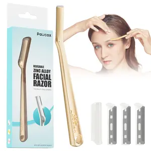CARER SPARK Razor Reusable Zinc Alloy Facial Razor, Eyebrow Razor for Women & Men Makeup Cosmetic Beauty Tool Expert Gold
