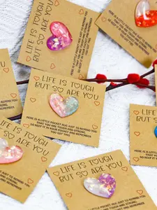 5 pcs cute mini heart-shaped pocket hugs, LIFE IS TOUGH BUT SO ARE YOU sweet gift card for your loved one, intimate mini heart-shaped gift for friends and family, fun and loving gift，Express The Most Sincere Love, Greeting Card