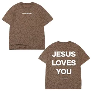 Vintage Leopard Print “Jesus Loves You” Oversized t-shirt Pullover 3D All Over Print