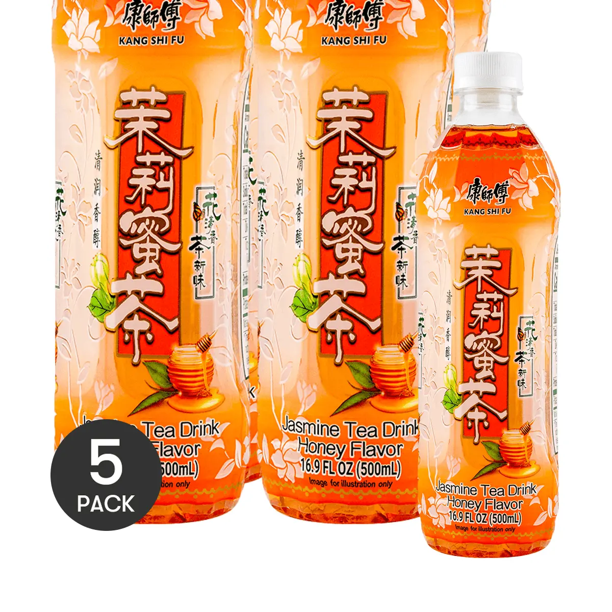 5Packs MASTER KONG Jasmine Green Tea with Honey, 16.9fl oz/Pack