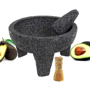 Molcajete 8” Mortar and Pestle Set Salsa Volcanic Rock