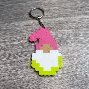 Perler Bead Gnome Keychain for Festive Home Decor