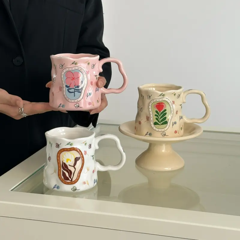 Dreamy Flower Shaped Handmade Ceramic Mug, High-value Water Cup, Design Inspired Souvenir Breakfast, Coffee Cup