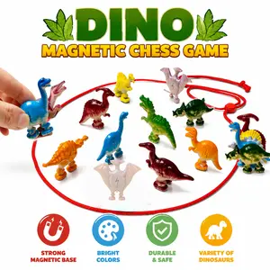 Dinosaur Magnetic Chess Game for Kids Teens & Adults – Fast-Paced Strategy Board Game for Family Game Night Soccer Watch Party&Classroom/Portable Travel Tabletop Game/Birthday Gift for Boys Girls Dinosaur & Soccer Fans/20 Magnets Rope & Bag/Ages 8+