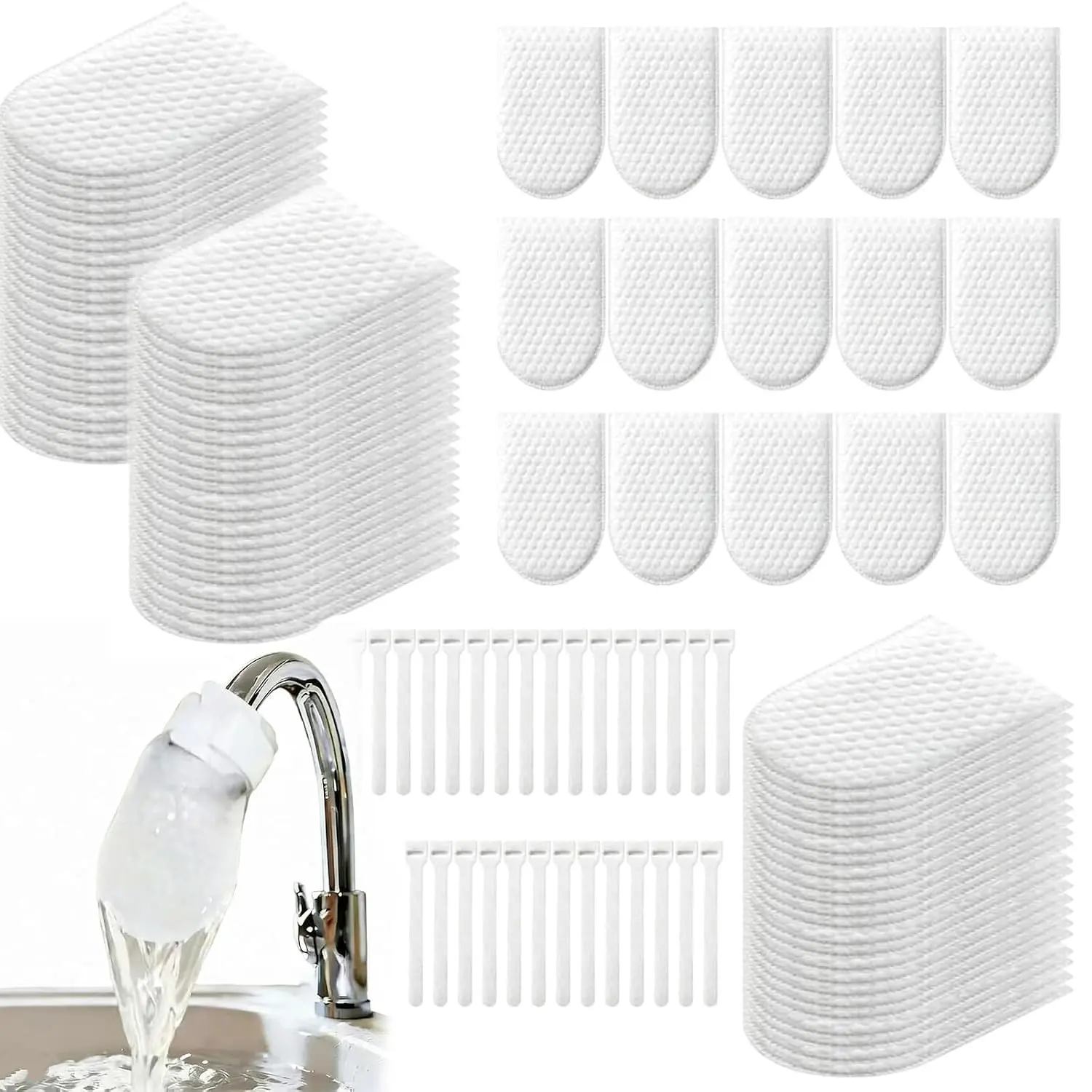 50pcs Faucet Filter Bag for Filtering tap Water, 2026 New Faucet Filter Cotton Bag, High-Density Non-Woven Faucet Filter Bag，Cotton Filter Bag for Faucet, Kitchen Sink
