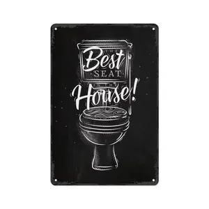 The Best Seat In The House Retro Tin Sign, 8x12 Inch Durable Aluminum Metal Wall Decor, Humorous Toilet Hanging Plaque For Home Bathroom
