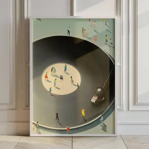 [UNFRAMED POSTER] Vinyl Record Player Art Print Retro Turntable with Tiny Dancers Wall Decor