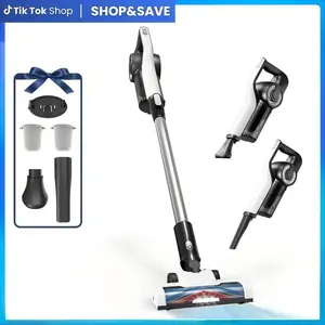 Cordless Stick Vacuum Cleaner with LED Floor Lights 2 Modes HEPA Filter 40 Minutes Runtime 28Kpa Suction Lightweight 3-in-1 for Pet Hair Carpet Hardwood Floors White Rechargeable Appliances