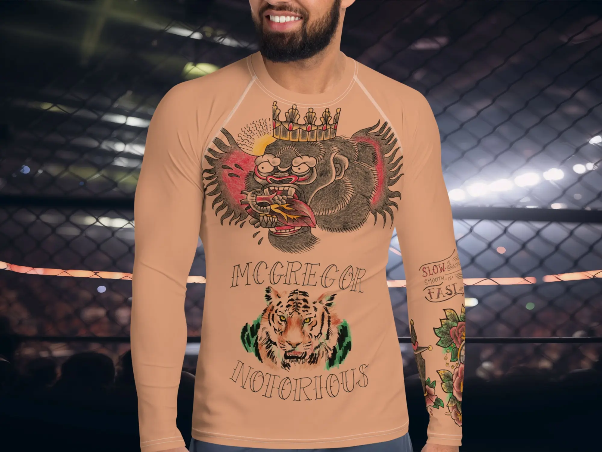 Conor McGregor Tattoos Shirt | Cosplay Costume Tight Skintight Long Sleeves Shirt | Halloween Purim Gag Fan Gift MMA Celebrity Fighter