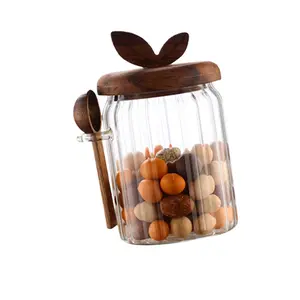 Multipurpose Sealed Borosilicate Jar Scoops Included Wood Lid Storage Solution