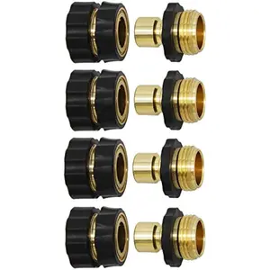 3/4 Inch Garden Hose Fitting Quick Connector Male and Female Set 4 Set Garden Hose Adapter Quick Connect Hose Fittings Garden Hose Connector Hose Attachment