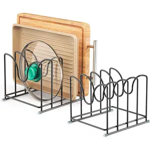 Pot Lid Organizer Rack,1.6in Wide  Board Organizer for Pan ,Baking Sheets,Cookie Sheets, with 4 Slots, Board Holder Rack (2PC-Large)
