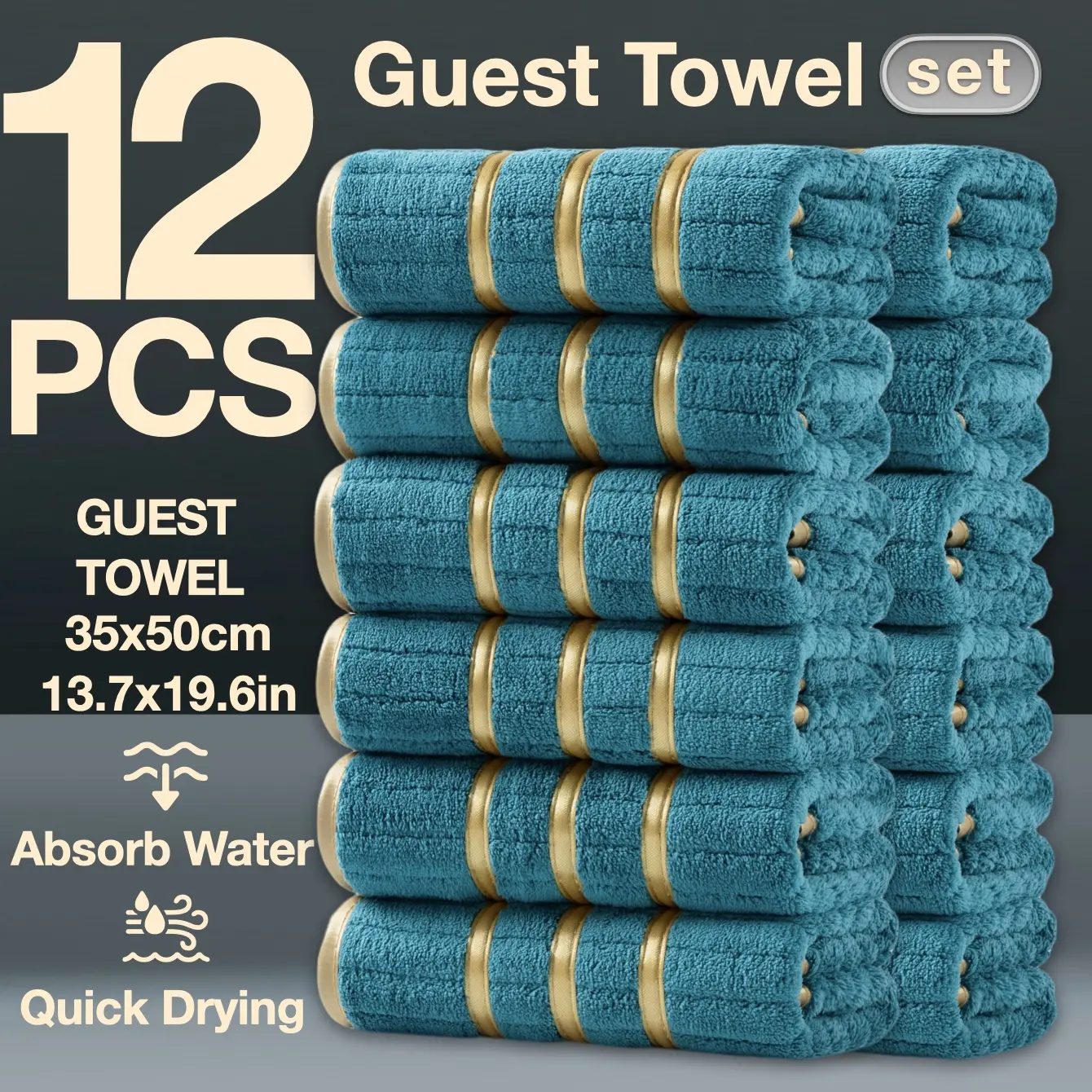 12-Piece Decorative Winter Thick Guest Towels, Absorbent Thickened Towels, Modern Simple Bathroom Set, Strong Absorbent Quick Drying Microfiber, Super Absorbent Towel