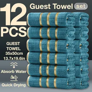 12-Piece Decorative Winter Thick Guest Towels, Modern Simple Bathroom Set, Strong Absorbent Quick Drying Microfiber, Super Absorbent Towel