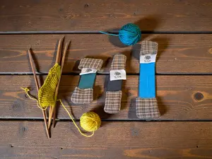 Neutral Plaid DPN Holder – Double Pointed Needle Cozy – Multiple Sizes