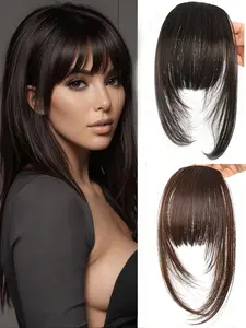 Clip-In Synthetic Hair Bangs Extension - Natural Straight Fringe for Women, Heat Resistant Hairpiece for Cosplay & Everyday Style, Easy to Use Hair Accessory, Hair Accessories