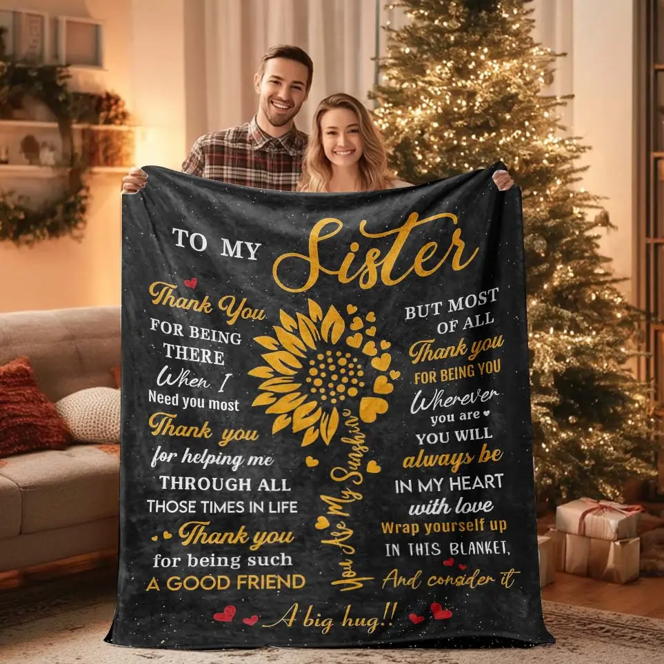 Gifts for Sister, Sister, Birthday Gift from Sis/Brother, Birthday Gift for Women, Sisters, Best Sisters, Gift Ideas, Blanket, Slogan Print Blanket, 60 x 50 Inches