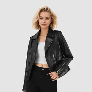 Autumn Women's Leather Jacket Short Coat Commuter Style Leather Jacket