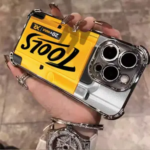 Dewaalt Electric Drill Tools Yellow Luxury Pattern Aesthetic Electroplated TPU Casing For iphone 16 15 14 13 12 11 X XS PRO PLUS MAX Four Corners Anti-Fall Soft Silicone Gift Shockproof Protection Anti-Drop Protective Protector Phone Cases Shell Cover