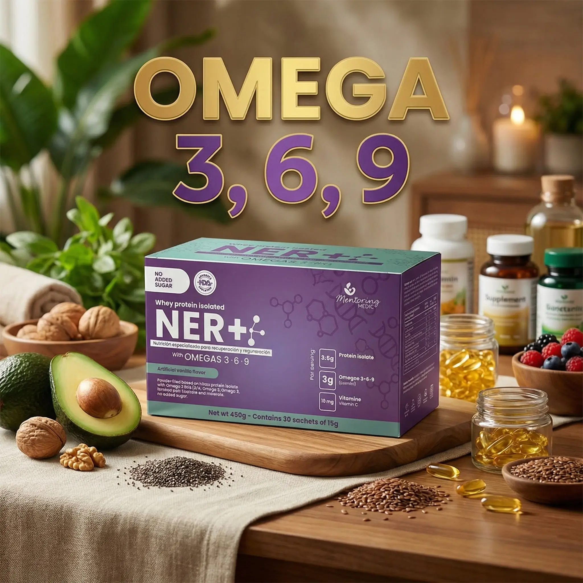 Ner+ Proteína con Omega 3,6,9 | Suplemento Premium de Bienestar