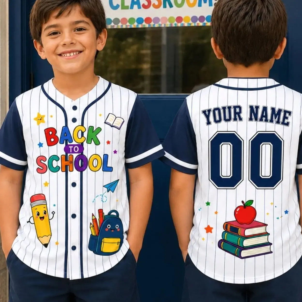 Personalized Back to School Jersey, Custom Student Name Shirt, First Day of School Teacher Jersey Gift