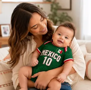 Personalized Mexico Baby Suit Custom Name Number Soccer Bodysuit Flag Baby Shower Gift