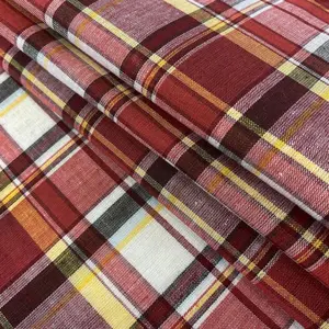Madras Plaid Wine Cotton Fabric by the Yard | 44/45″ Wide