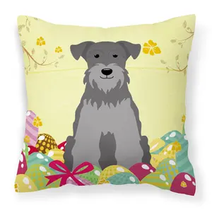 Easter Eggs Miniature Schanuzer Black Silver Fabric Decorative Pillow BB6052PW1818
