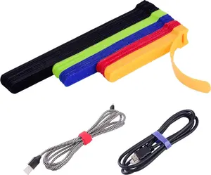 60 count  Fastening  Ties with Hook and Loop, Multi-Purpose  Straps Wire Ties  Management, Adjustable Cord organizer Ties for Computer/TV/Electronics, 3 Sizes and 5 Colors