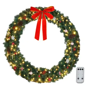 60in 220 Lights 600 Branches PVC Bow Decoration Garland Garden Garland Decoration Green
