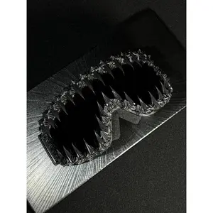 Punk Style Large Frame Anti-Wind Ski Goggles, Adjustable Elastic Strap, Handmade Random Effect, Outdoor Sports Eyewear, Windproof ski goggles