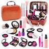 Kids Vanity Simulated Makeup Kit for Toddlers 3-10 Years, Portable Pretend Play Set with Washable Makeup Bag, Easy Storage, Ideal for Birthdays, Toddler Girl Stuff with Cosmetic Bag Accessories
