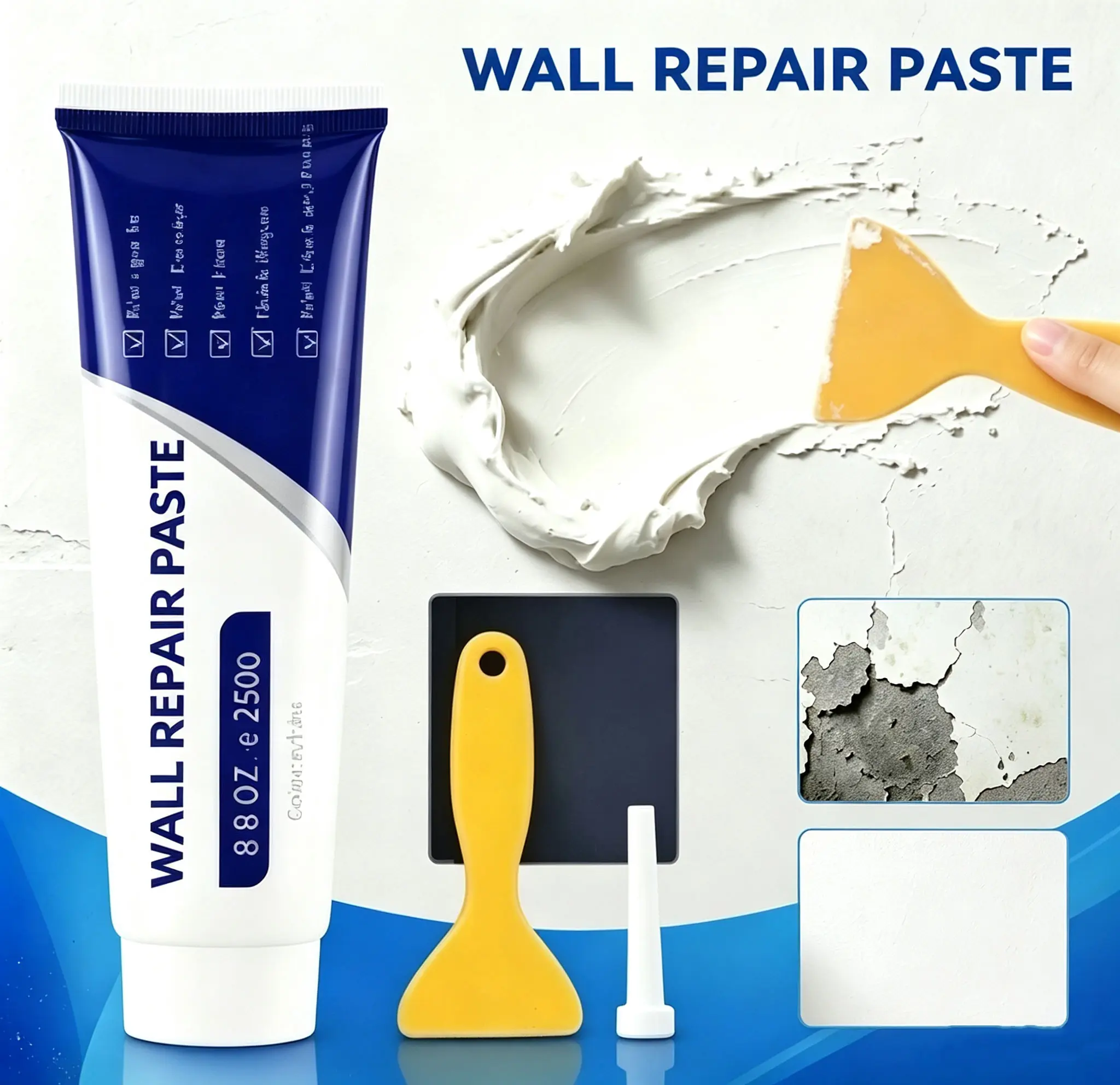 Drywall Patch Repair Kit, 250g Wall Mending Agent, Multi-functional Quick-drying Wall Repair Paste, Adhesive, Heavy Duty, Concrete Sealant Waterproof, Self Adesive，Home Renovation Wall Tools