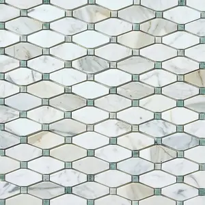 Calacatta Gold & Green Octave 12x12 Polished/Honed Marble Mosaic Tile Sample