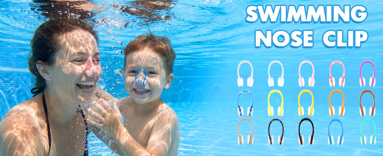 15Pcs Swimming Nose Clips, Nose Plugs for Swimming with Waterproof Silica Gel for Kids (Age 7+) and Adults, Bright Colors