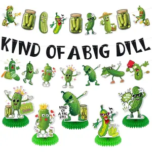 Pickle Party Decorations Set- 3 count'Kind of a Big Dill' Banners and 5 count Honeycomb Supplies, Funny Cucumber Theme Decor for Birthday, Bachelorette,  Gathering & Pickle Lovers