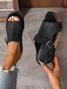 Women's Fashion Wedge Shoes, Evafoam Cushion Insole, 2.5 Inch Heel, Lightweight Comfort, All-Day Wear, Velcro Closure, Anti-Slip, Summer Daily Use