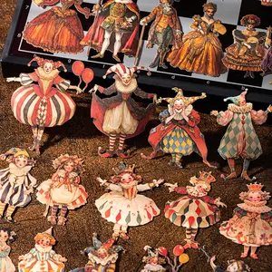 Beautiful Day Carnival Party Circus Scene Hard Card Sticker Pack, 6 Designs, Perfect for Festive Decorations, High-Quality Material