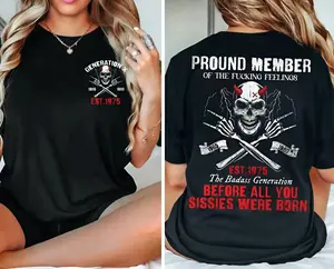 Boomer Gen X Custom Year Badass Generation Unisex T-Shirt, Gen X FAFOT-100% Cotton, Custom Classic Collar Love, Full Colors, For Men, For Women