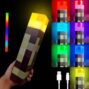 Upgraded Pixel Torch Night Light 8 Color USB Rechargeable LED Wall Lamp Handheld Flashlight for Kids Room Holiday Party Video Game Gifts and Collectibles