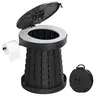 TRIPTIPS 2025 New Upgrade Retractable Portable Foldable Toilet - Height-Adjust, Soft PU Seat, Secure Latch on Lid, Upgraded ABS Handles, Paper Holder, Fish Scale Structure, Non-Slip Bases - Camping Gear for Outdoor Adults
