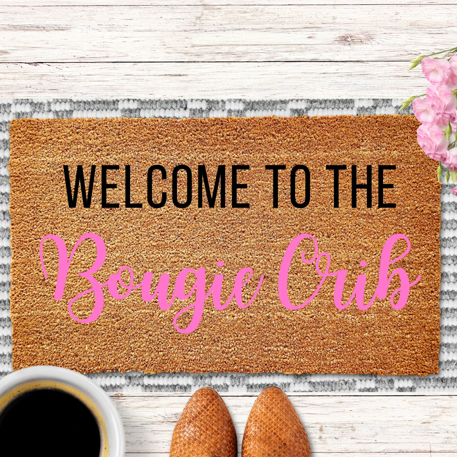 Welcome To The Bougie Crib Mat, Pink Mat, Bougie Crib, Welcome Mat, Girly Doormat, Cute Doormats, Funny Doormat,Housewarming Gift,Girls Dorm